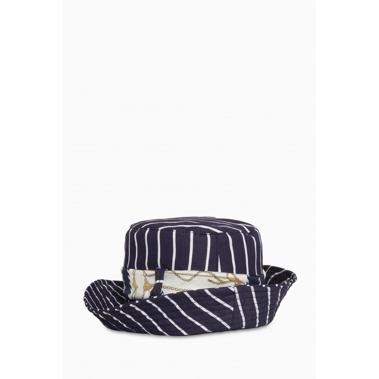 Monnalisa - Striped Scarf-detail Bucket Hat in Viscose-blend