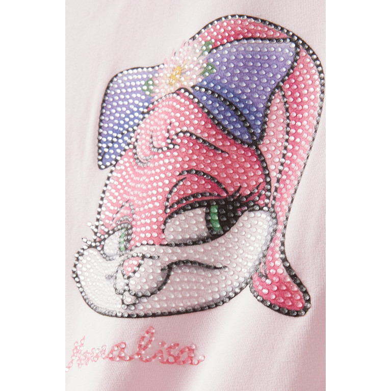 Monnalisa - Embellished Bunny T-shirt in Cotton Jersey