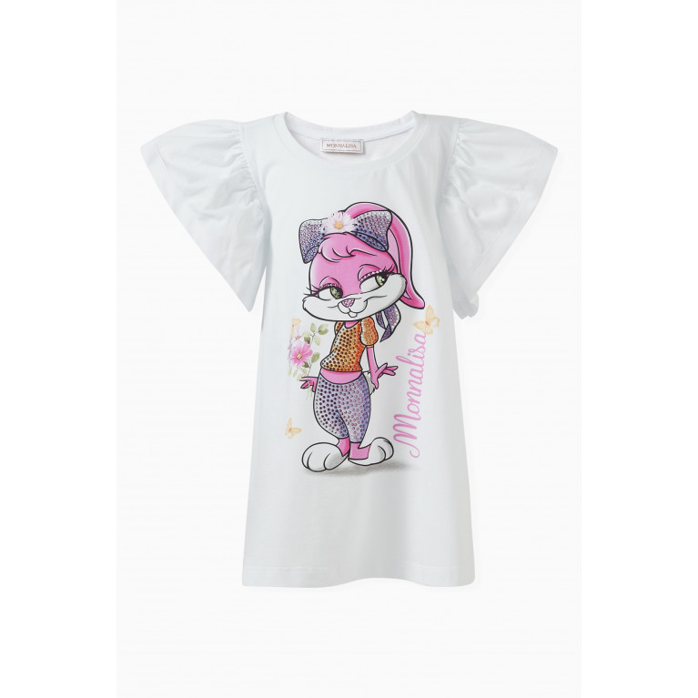 Monnalisa - Embellished Lola Bunny Print T-shirt in Cotton