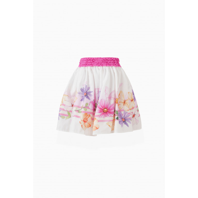 Monnalisa - Floral Skirt in Cotton Poplin