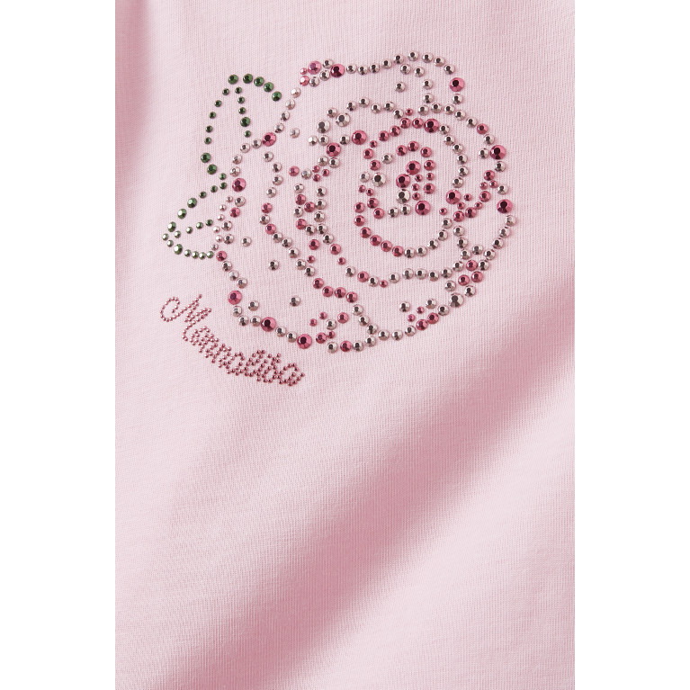 Monnalisa - Embellished Rose T-shirt in Cotton Jersey