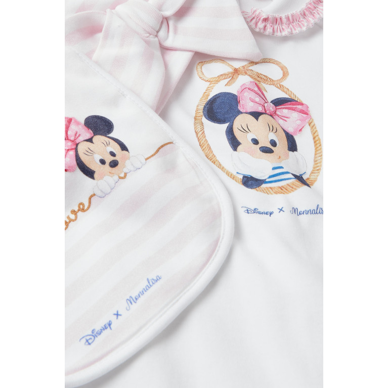 Monnalisa - x Disney Minnie Playsuit, Bib & Cap Set in Cotton