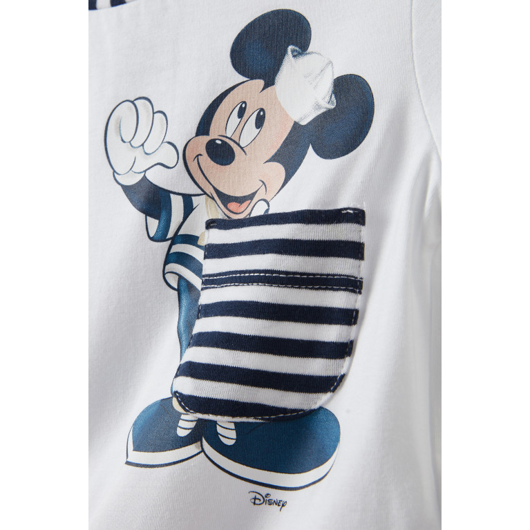 Monnalisa - x Mickey Mouse Striped T-shirt in Cotton