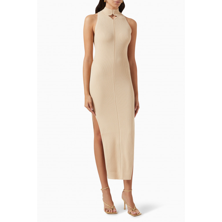 Courreges - Diamond Neck Dress in Ribbed Knit