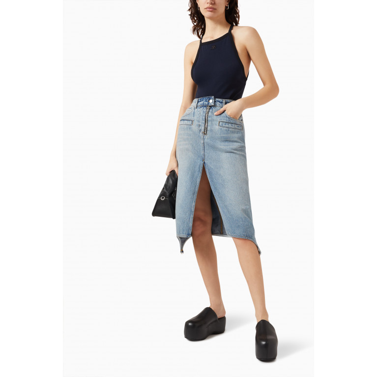 Courreges - Tank Top in Ribbed-knit Blue