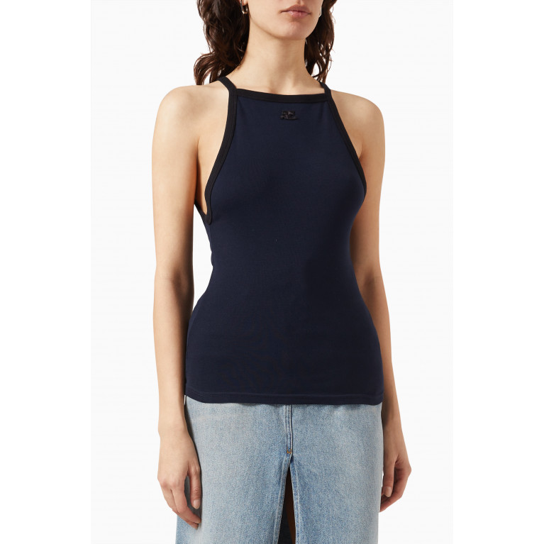 Courreges - Tank Top in Ribbed-knit Blue