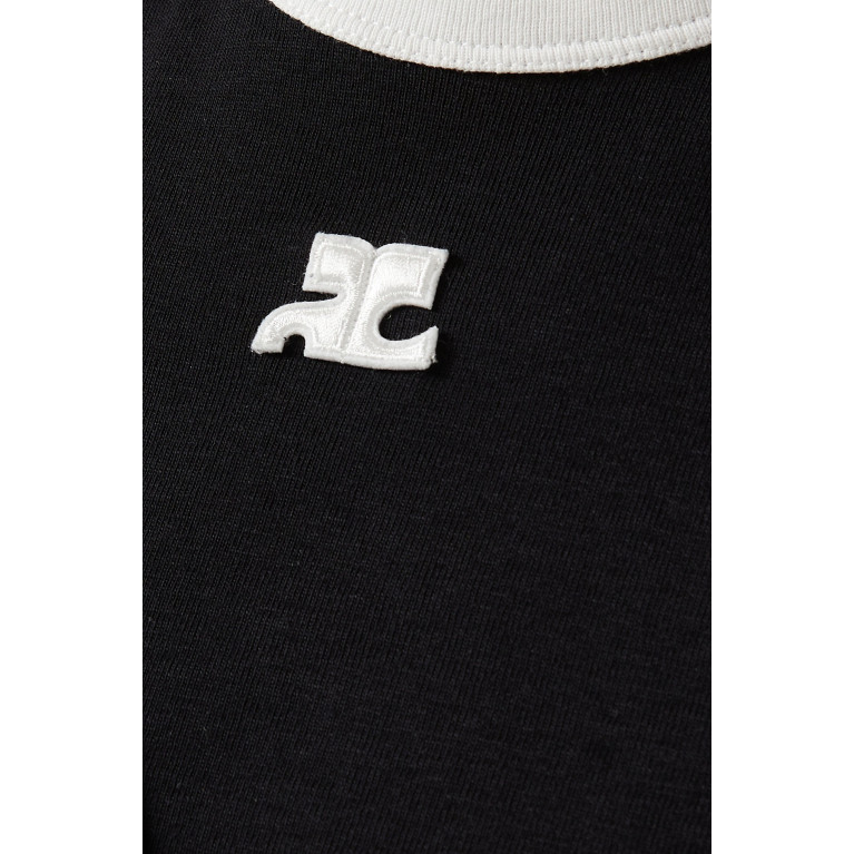 Courreges - Bumpy Contrast T-shirt in Cotton-jersey Black