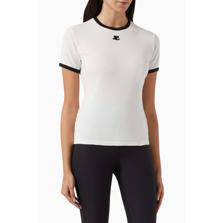 Courreges - Bumpy Contrast T-shirt in Cotton-jersey White