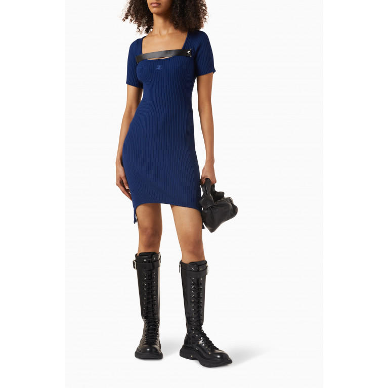 Courreges - Racer Mini Dress in Ribbed-knit