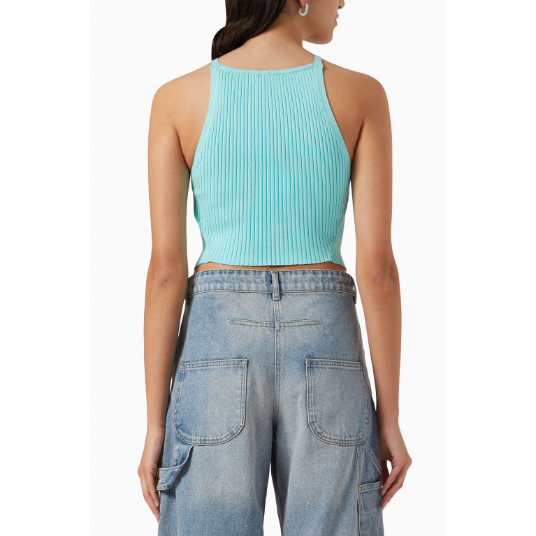 Courreges - Pointy Tank Top in Ribbed Knit Blue