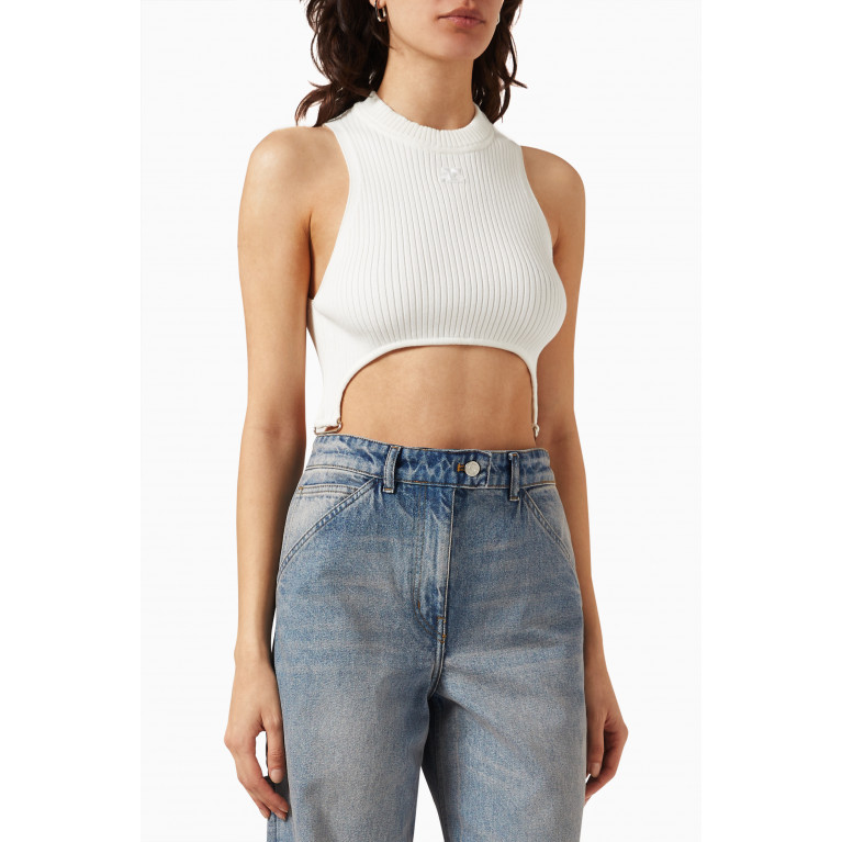 Courreges - Suspender Crop Top in Ribbed-knit