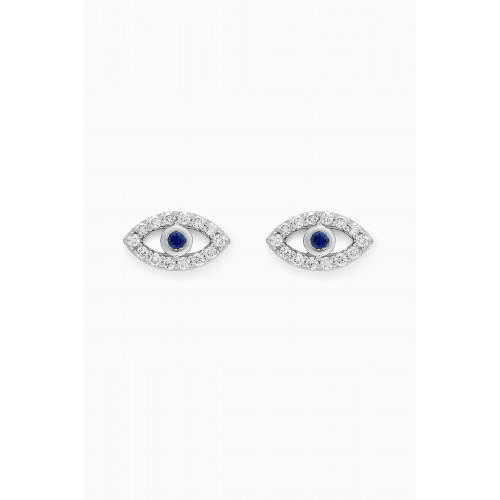 Fergus James - Evil Eye Sapphire & Diamond Stud Earrings in 18kt White Gold Blue