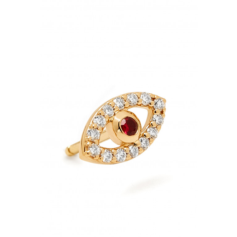 Fergus James - Evil Eye Ruby & Diamond Stud Earrings in 18kt Gold Red