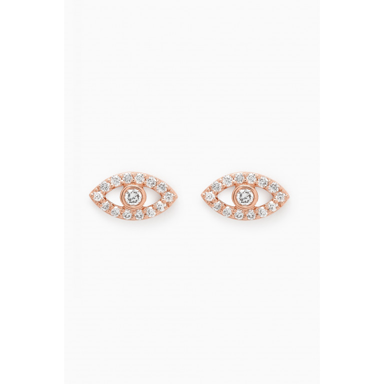 Fergus James - Evil Eye Diamond Stud Earrings in 18kt Rose Gold