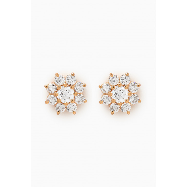 Fergus James - Mini Flower Diamond Stud Earrings in 18kt Gold White