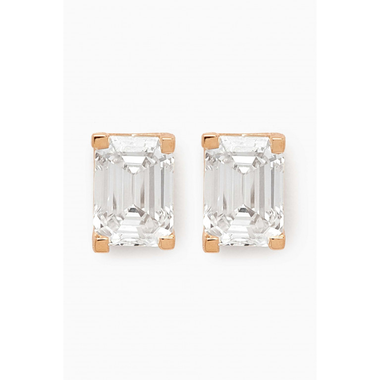 Fergus James - Emerald Diamond Stud Earrings in 18kt Gold