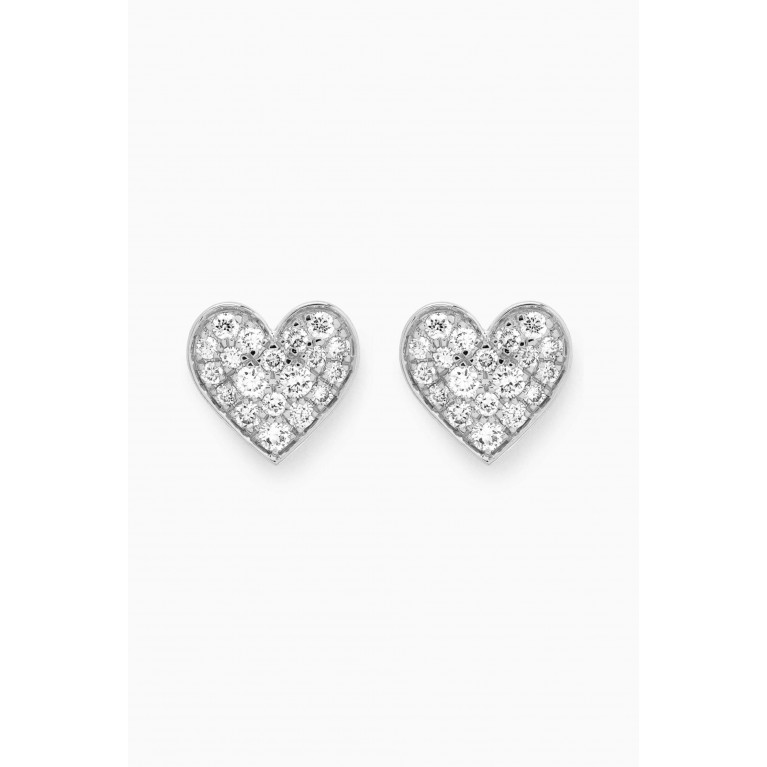 Fergus James - Heart Pavé Diamond Stud Earrings in 18kt White Gold