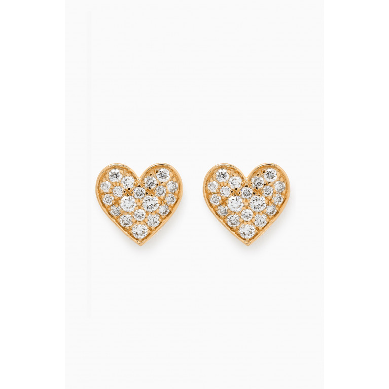 Fergus James - Heart Pavé Diamond Stud Earrings in 18kt Gold