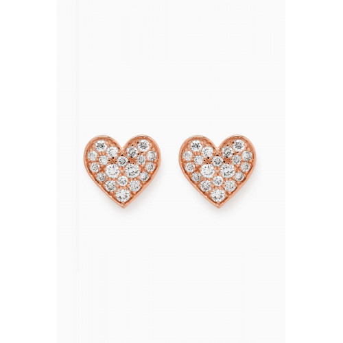 Fergus James - Heart Pavé Diamond Stud Earrings in 18kt Rose Gold