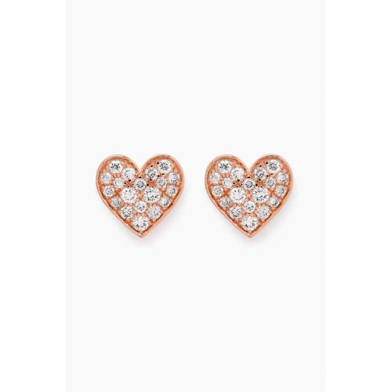 Fergus James - Heart Pavé Diamond Stud Earrings in 18kt Rose Gold