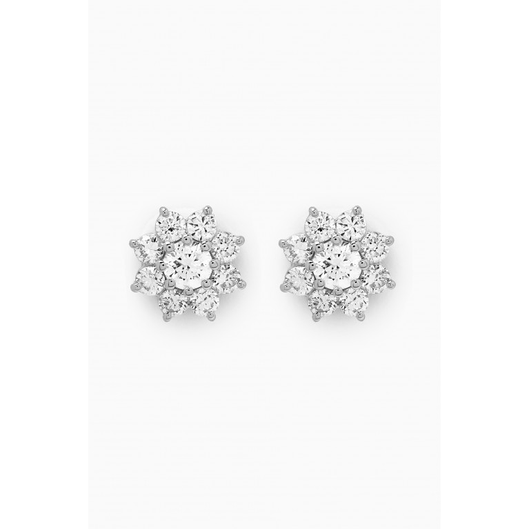 Fergus James - Mini Flower Diamond Stud Earrings in 18kt White Gold
