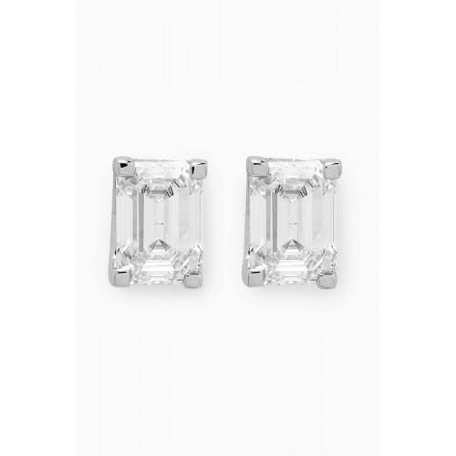Fergus James - Emerald Diamond Stud Earrings in 18kt White Gold