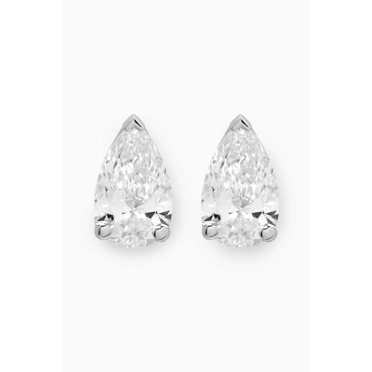 Fergus James - Pear Diamond Stud Earrings in 18kt White Gold