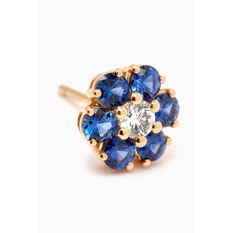 Fergus James - Flower Blue Sapphire & Diamond Stud Earrings in 18kt Gold Blue