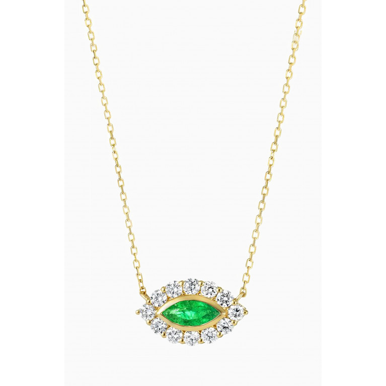 Fergus James - Evil Eye Diamond & Emerald Necklace in 18kt Gold