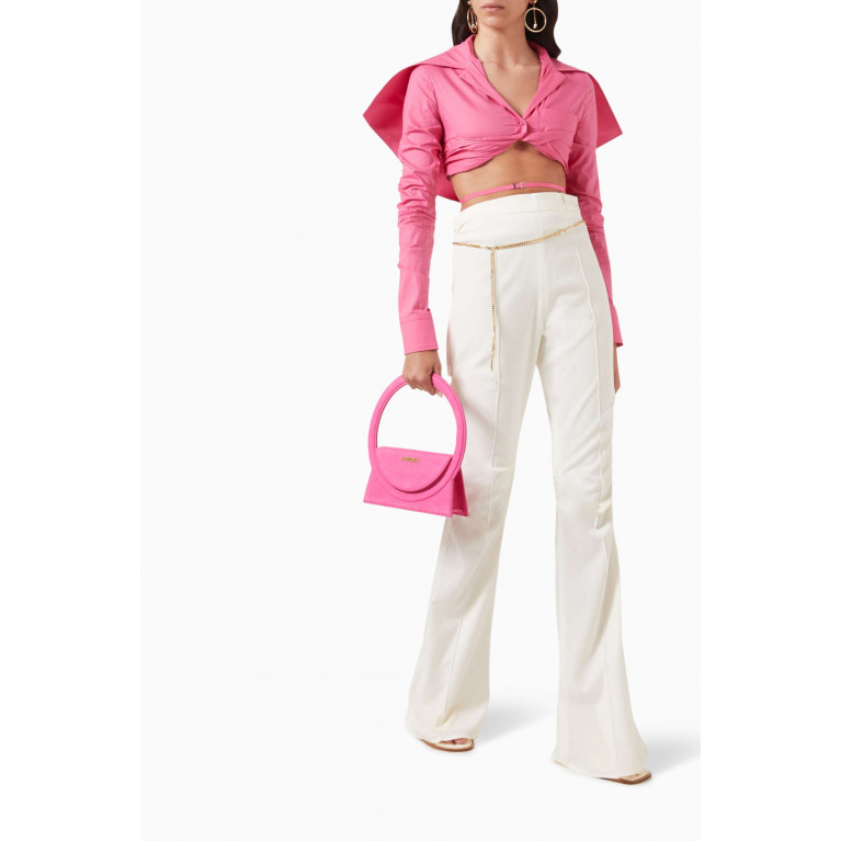 Jacquemus - La Chemise Meio Crop Shirt in Stretch-cotton Pink