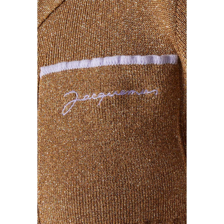 Jacquemus - Le Haut Brilho Bowling Cardigan Top in Lurex-knit Brown