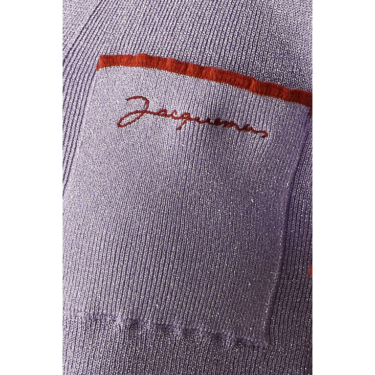 Jacquemus - Le Haut Brilho Bowling Cardigan Top in Lurex-knit Purple