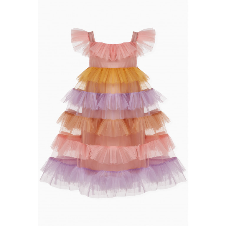 Raspberry Plum - Multi-tiered Rainbow Dress in Tulle