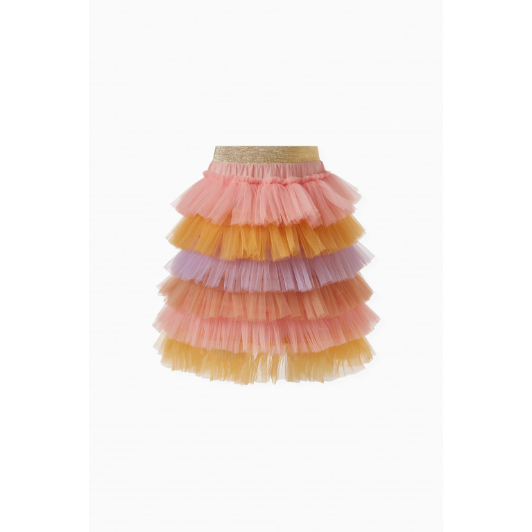Raspberry Plum - Multi-tiered Rainbow Skirt in Polyester