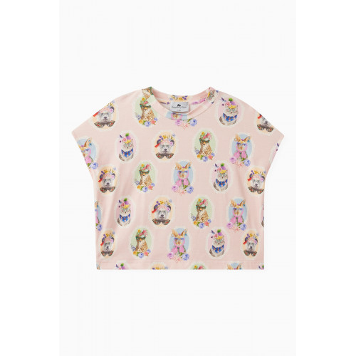 Raspberry Plum - Animal-printed Kendall T-shirt in Cotton