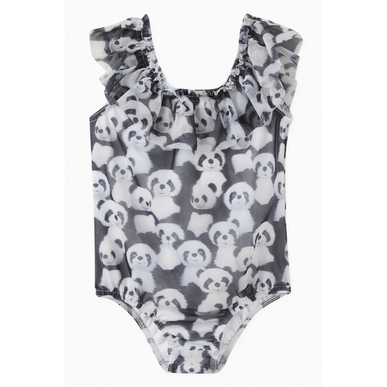 Raspberry Plum - Ruffled Panda One-piece Swimsuit in Polyester