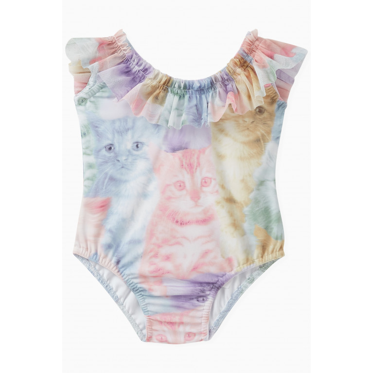 Raspberry Plum - Cat-print One-piece Swimsuit