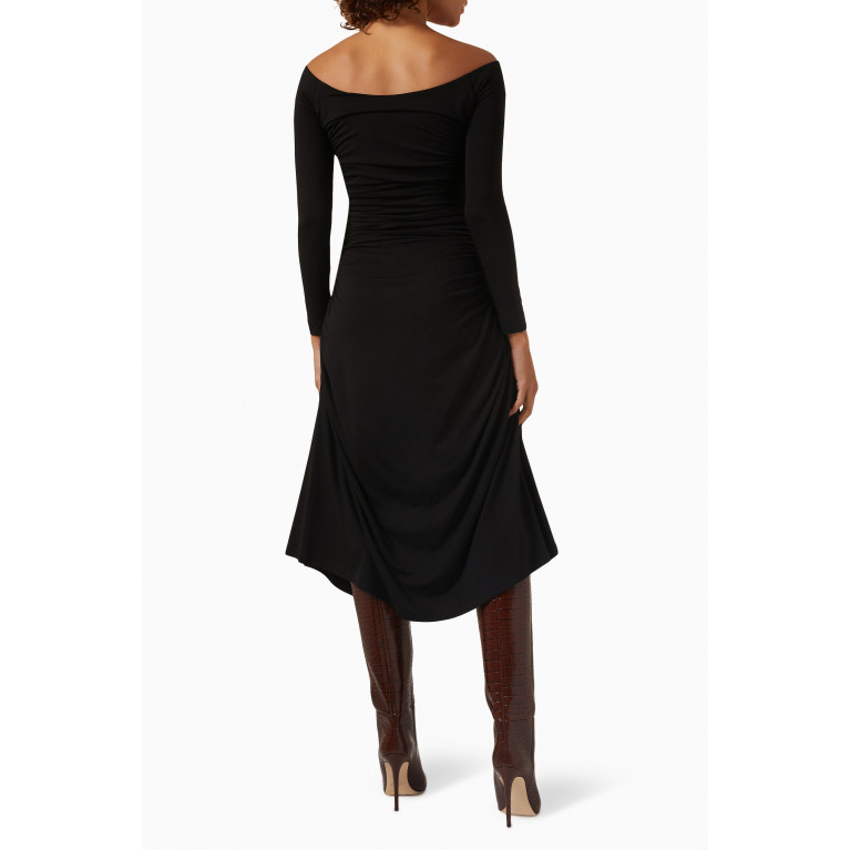 Ninety Percent - Osha Gathered Dress in Stretch Tencel Black