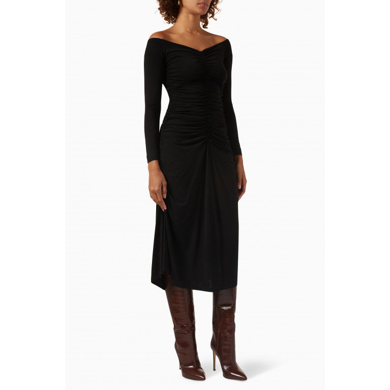 Ninety Percent - Osha Gathered Dress in Stretch Tencel Black