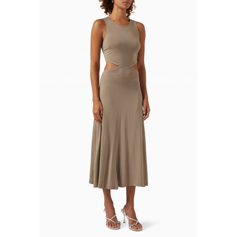 Ninety Percent - Argo Cut-out Dress in Stretch Tencel Brown