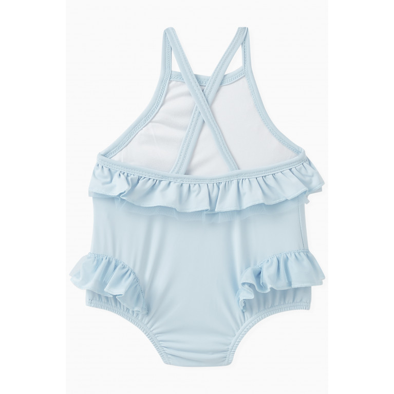Miniclasix - Ruffled Halter One-piece Swimsuit in Nylon