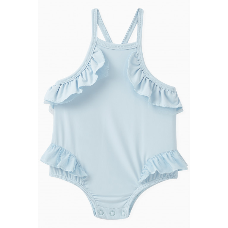Miniclasix - Ruffled Halter One-piece Swimsuit in Nylon