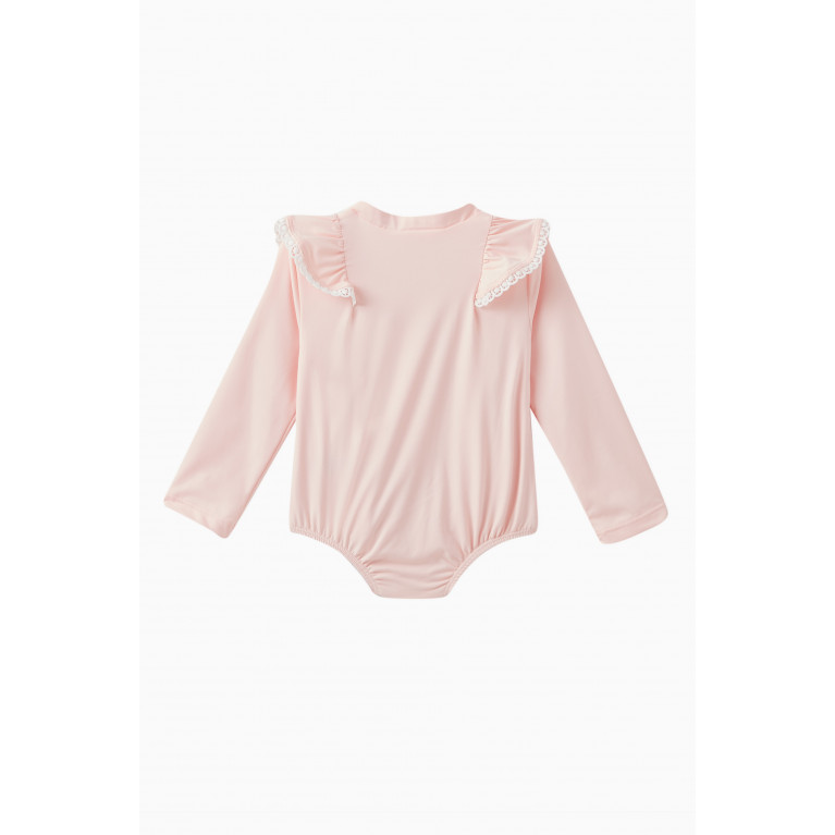 Miniclasix - Ruffled Lace Swimsuit in Nylon