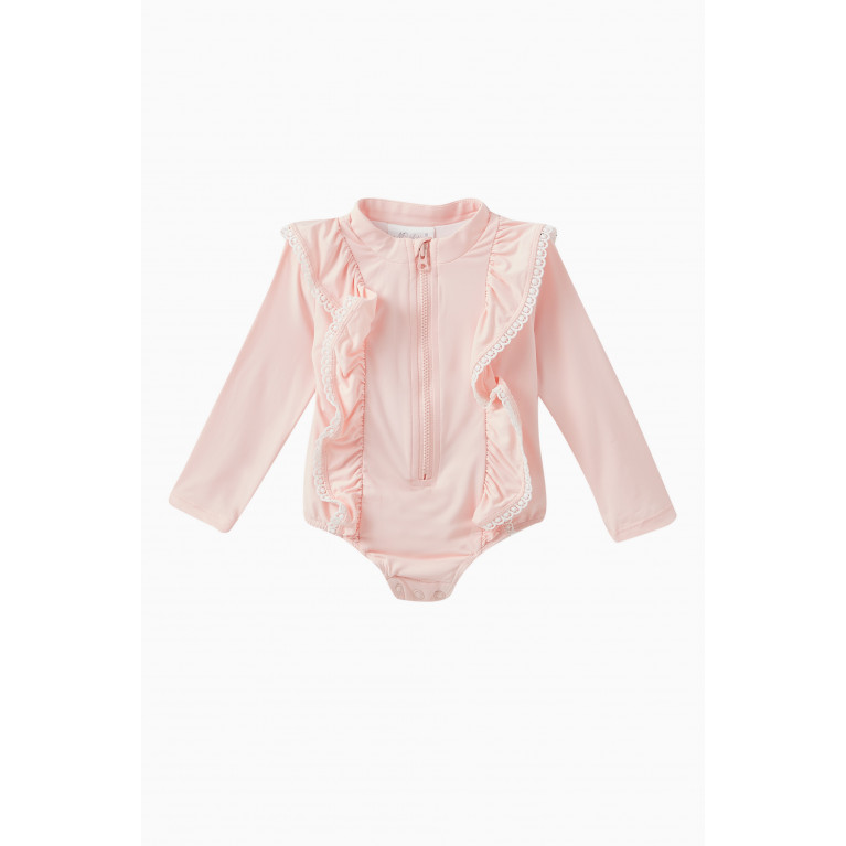 Miniclasix - Ruffled Lace Swimsuit in Nylon
