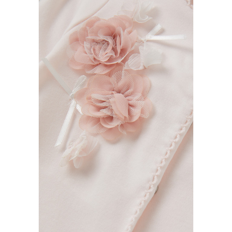 Miniclasix - Flower Detail Coverall & Hat Set in Cotton