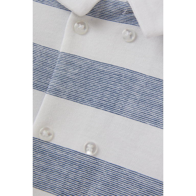 Miniclasix - Miniclasix - Contrast Stripe Coverall & Hat Set in Cotton