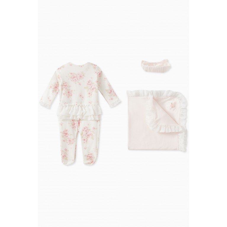 Miniclasix - Floral Coverall, Headband and Blanket, Set of Three