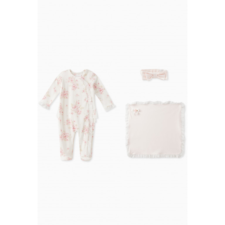 Miniclasix - Floral Coverall, Headband and Blanket, Set of Three