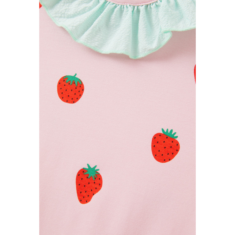 Wauw Capow - Frilled Strawberry Print T-Shirt in Rayon Stretch