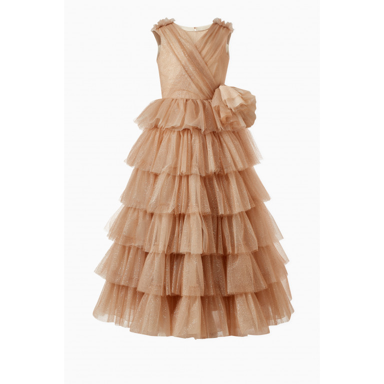 Marchesa Kids Couture - Multi-tiered Glitter Dress